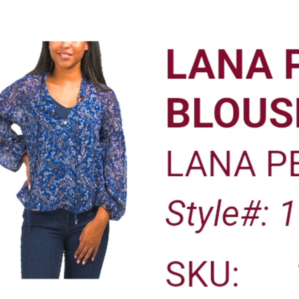 Sheer BLOUSE three dots BRAND NEW loose fit 40" chest BLUE FLORAL PRINT
